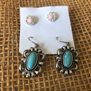 Vintage Jewelry - Turquoise and pink earring bundle Vintage Jewelry - Turquoise and pink earring bundle